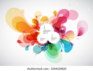 Abstract colored flower background with circles and brush strokes.
