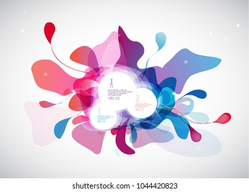 Abstract colored flower background with circles and brush strokes.