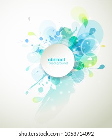 Abstract colored flower background with circles and brush strokes.