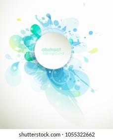 Abstract colored flower background with circles and brush strokes.