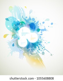 Abstract colored flower background with circles and brush strokes.