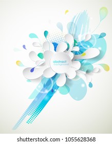 Abstract colored flower background with circles and brush strokes.
