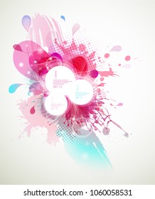 Abstract colored flower background with circles and brush strokes.