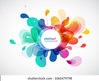 Abstract colored flower background with circles and brush strokes.