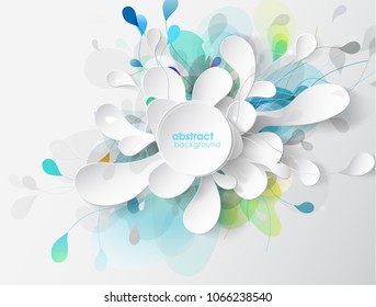 Abstract colored flower background with circles and brush strokes.