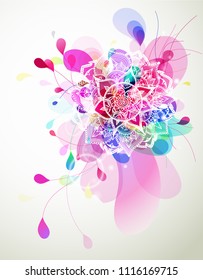 Abstract colored flower background with circles and mandala.