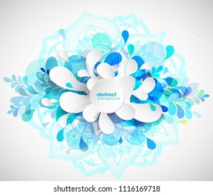 Abstract colored flower background with circles and mandala.
