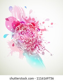Abstract colored flower background with circles and mandala.