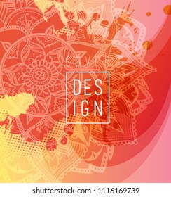 Abstract colored flower background with circles and mandala.