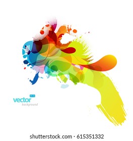 Abstract colored flower background with circles and brush strokes.