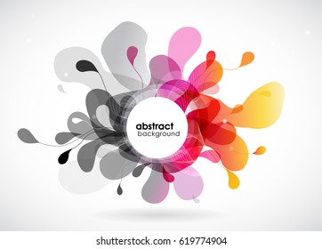 Abstract colored flower background with circles and brush strokes.