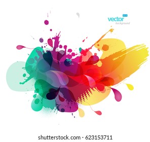 Abstract colored flower background with circles and brush strokes.