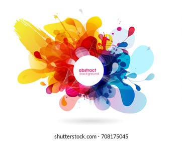 Abstract colored flower background with circles and brush strokes.