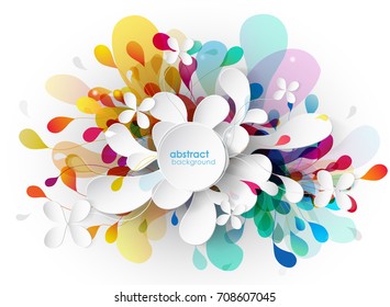 Abstract colored flower background with circles and brush strokes.