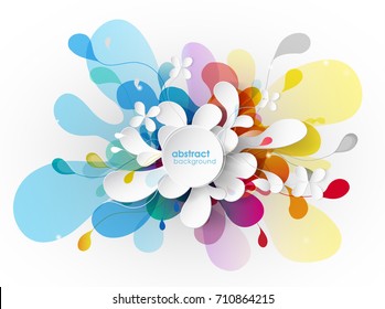 Abstract colored flower background with circles and brush strokes.