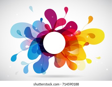 Abstract colored flower background with circles and brush strokes.