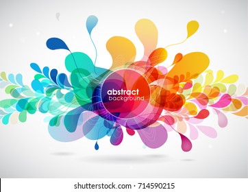 Abstract colored flower background with circles and brush strokes.