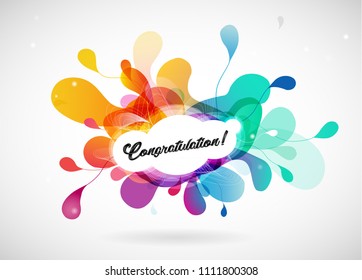 Abstract colored flower background with congratulation text.