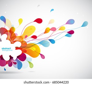 Abstract colored flower background with shapes.