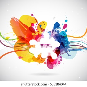 Abstract colored flower background with shapes.