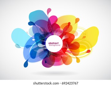 Abstract colored flower background with shapes.