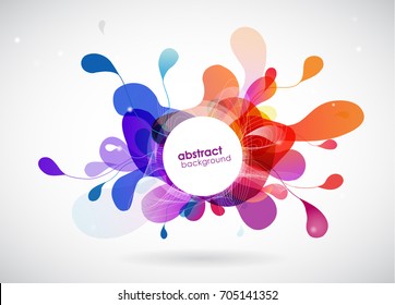 Abstract colored flower background with shapes and lines.