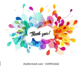 Abstract colored flower background with Thank you text.