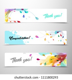 Abstract colored flower background with Thank you and Congratulation text.