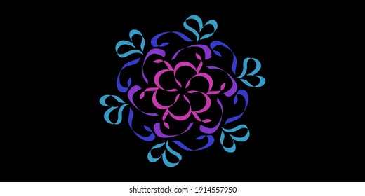 abstract colored flowers on dark background