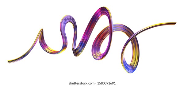 Abstract colored fluid flow background. Holographic 3D vector ribbon illustration for banner or poster design