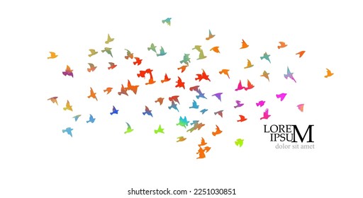 Abstract colored flying birds. Mixed media. Vector illustration