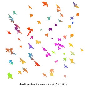 Abstract colored flying birds. Mixed media. Vector illustration