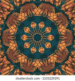 Abstract colored fractal with kaleidoscopical pattern. Illustration for design. Bright flower