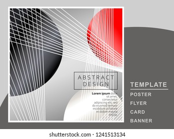 abstract colored geometric background with black, red and white balls and stripes, on white background. vector eps10