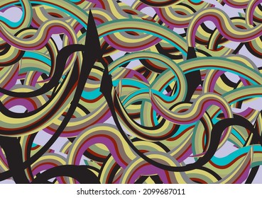 Abstract colored geometric background with twirled elements. Wavy multicolor texture background for holidays and events, prints and textiles, fabric, wallpaper, scrapbooking, fashion trends, etc.