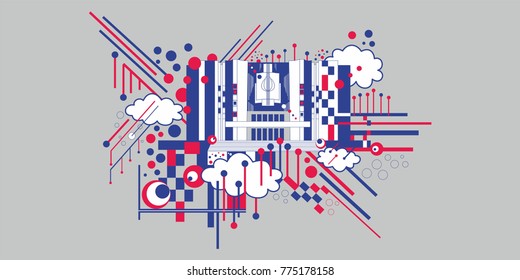 Abstract colored geometric city.Vector illustration