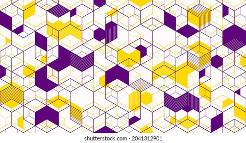 Abstract colored geometric lines cube background. Template design with blue, yellow color triangle for Banner, brochure, leaflet, flyer design. Vector Illuatration