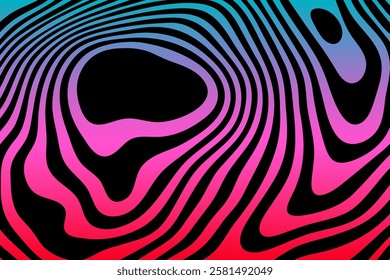 Abstract colored geometric lines curved in the form of waves. Vector illustration.