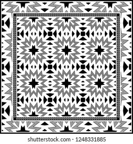 Abstract Colored Geometric Pattern. Ornament With Decorative Frame, Border. Vector Illustration. Line Art, Lace, Background