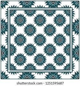 Abstract Colored Geometric Pattern. Ornament With Decorative Frame, Border. Vector Illustration. Line Art, Lace, Background