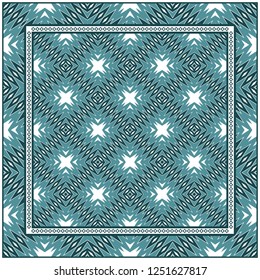 Abstract Colored Geometric Pattern. Ornament With Decorative Frame, Border. Vector Illustration. Line Art, Lace, Background