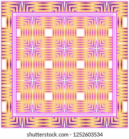 Abstract Colored Geometric Pattern. Ornament With Decorative Frame, Border. Vector Illustration. Line Art, Lace, Background