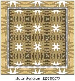 Abstract Colored Geometric Pattern. Ornament With Decorative Frame, Border. Vector Illustration. Line Art, Lace, Background