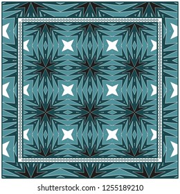 Abstract Colored Geometric Pattern. Ornament With Decorative Frame, Border. Vector Illustration. Line Art, Lace, Background