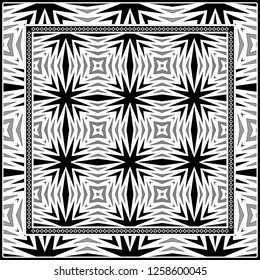 Abstract Colored Geometric Pattern. Ornament With Decorative Frame, Border. Vector Illustration. Line Art, Lace, Background