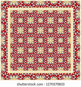 Abstract Colored Geometric Pattern. Ornament With Decorative Frame, Border. Vector Illustration. Line Art, Lace, Background