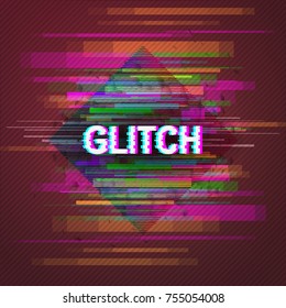 Abstract colored glitch background, damaged screen or noise vector illustration