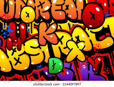 Abstract colored Graffiti tag background. Modern street art decoration performed in urban painting style.