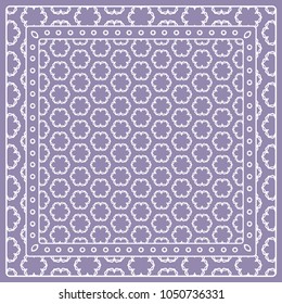 Abstract colored graphic pattern. Geometric ornament with frame, border. Line art, lace, embroidery background. Bandanna, shawl, scarf, tablecloth design for textile fabric print