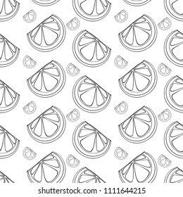 Abstract colored graphic pattern. Geometric ornament with citrus, . Line art, with black botanic fruit, embroidery background. Bandanna, shawl, scarf, tablecloth design for kid textile fabric print
